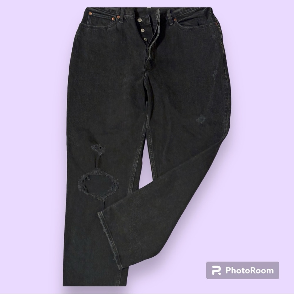 🤍 NWT Black Abercrombie and Fitch The Dad High Rise Jeans 32 short / 14